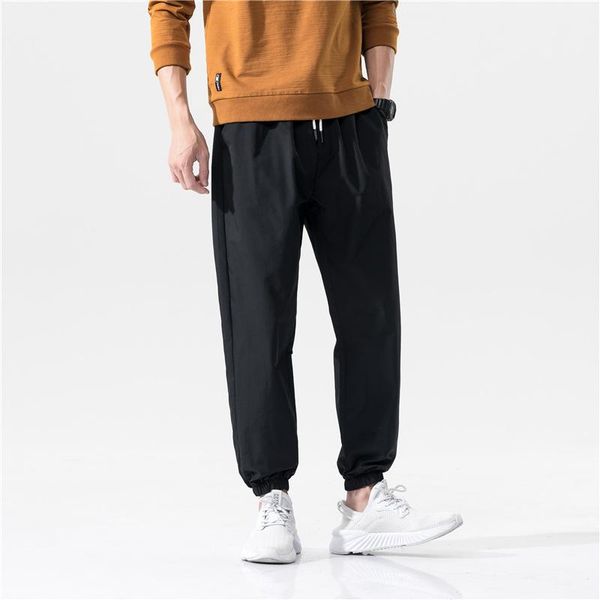 

men's pants mens casual sweatpants mid waist joggers fitness elastic trendy style male tracksuit full length men trousers autumn, Black