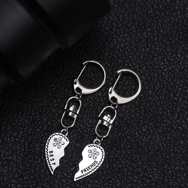 

keychains diy keychain for women girl crystal heart shaped puzzle pendant accessories key chain charms couple jewelry gift drop, Silver