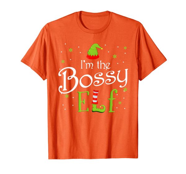 

i'm the bossy elf funny group matching family xmas gift t-shirt, White;black