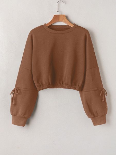 

drawstring drop shoulder thermal pullover l3cn#, White;black