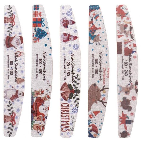 

nail files christmas printed file half moon shape sandpaper buffer colorful professional manicure salon tools