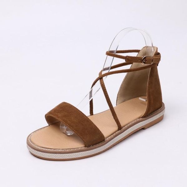 

buckle strap 2021 summer open toe flat sandal shoe women's heels large size suit female beige peep without closed girls big comf sandal, Black
