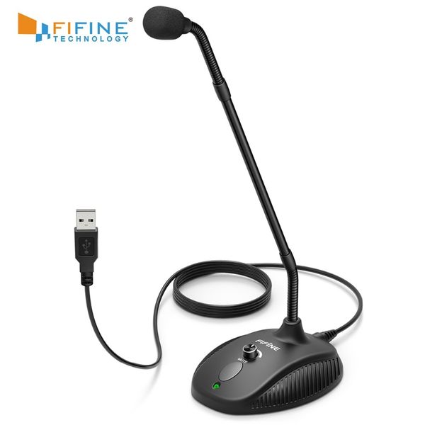 Microfono per computer USB Fifine 360 Microfono flessibile a collo di cigno Strumento per conferenze per la registrazione di giochi vedio