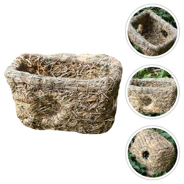 

small animal supplies 1pc pet nest hand-made straw design cozy house cat sleeping