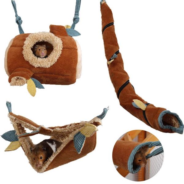 

small animal supplies 3pcs/set pet cage set mini born house hamster hammock nest hanging fleece bed tunnel sugar glider guinea pig