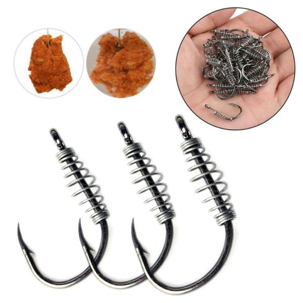

10pcs spring fishing hooks steel sharpened barbed hook with box iscas pesca fish tackle tools accessories