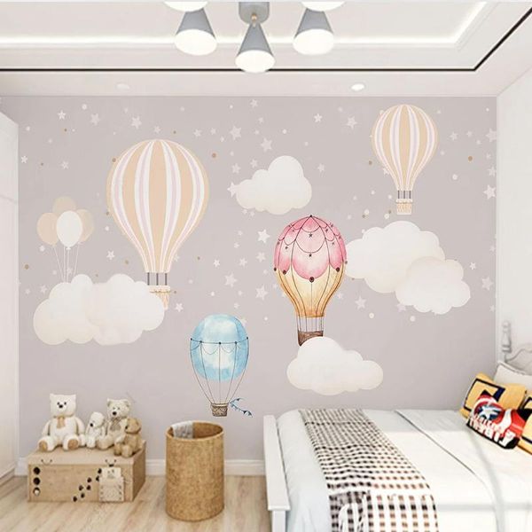 

wallpapers custom wall cloth nordic cartoon hand drawn air balloon cloud mural wallpaper for kids room bedroom backdrop covering