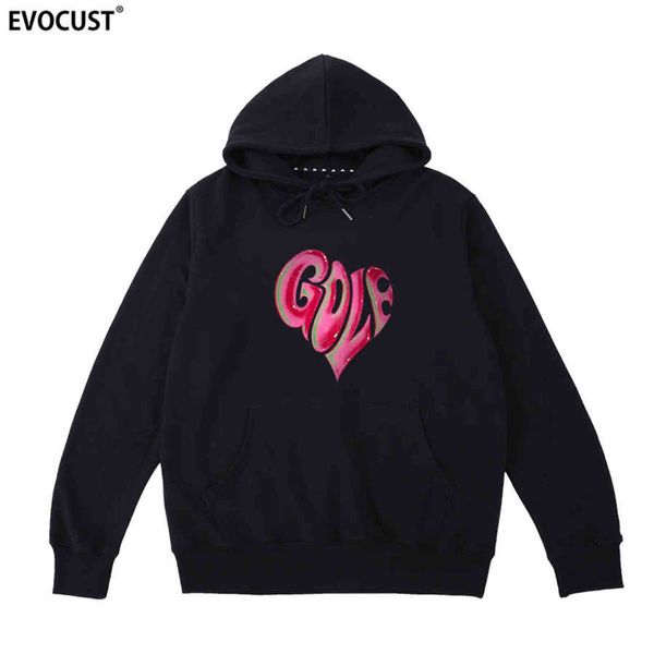 

golf wang heart tyler the creator rapper hip hop flower le fleur hoodies sweatshirts men women cotton y1201, Black
