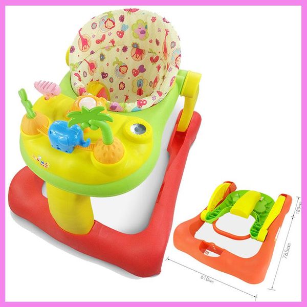 

baby walkers infant walker with wheels u-type anti-rollover learning handpush car music folding walking assistant 0~18