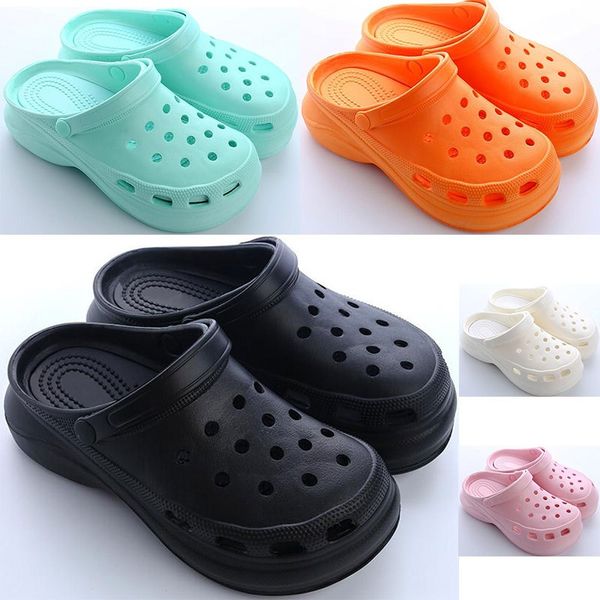 

womens summer thick-soled hole shoes ladies height increase shoe black white orange pink girls women beach classic sandals slippers forty fi