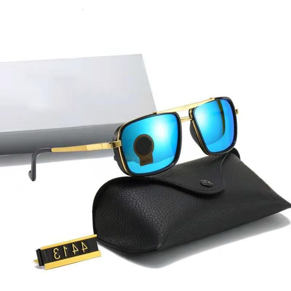 

luxury brand designer vintage sunglasses men women alloy metal hd tempered glass lens retro glasses de sol 4413, White;black