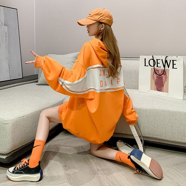 

women's hoodies & sweatshirts long sleeve sweatshirt ulzzang high street , japanese, casual, zipper, for girls aw9c, Black
