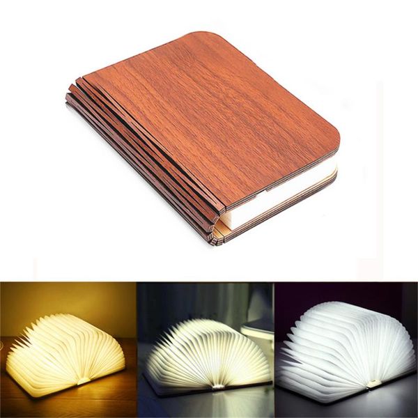 

book lights portable 3 colors 3d creative led night light wooden 5v usb rechargeable magnetic foldable desk table lamp bedroom decor
