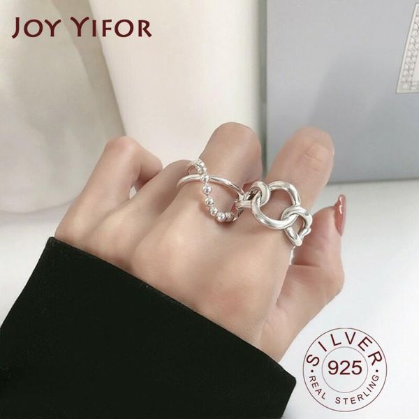 

sterling silver arrival chain ring female fashion simple open handmade high-quality exquisite trend brincos cluster rings, Golden;silver