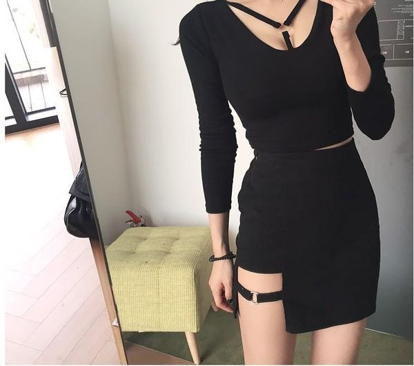 

mini skirts women dominate asymmetric skirt, Black