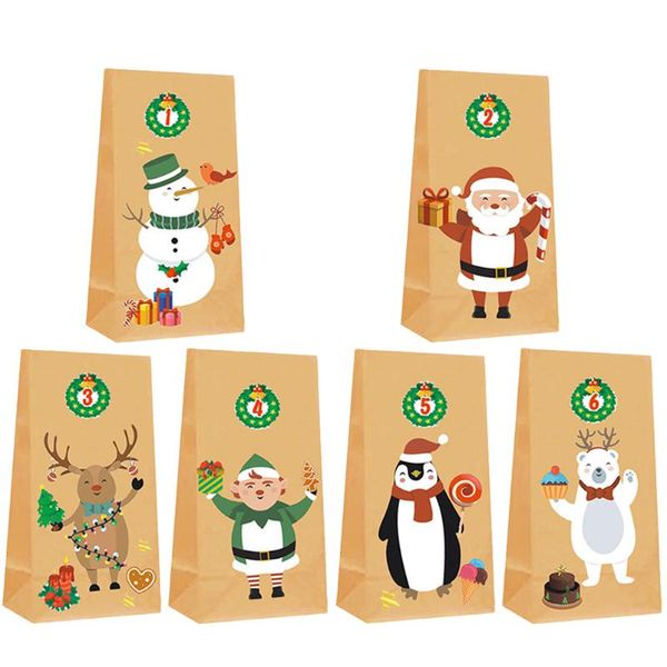

gift wrap 6pcs christmas paper bags diy dessert candy pouches with stickers