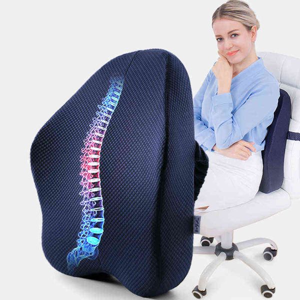 Memory espuma cintura cintura de volta ortopédica almofada cadeira almofada almofada lombar apoio massagem coccyx dor alívio de carro travesseiro 211110