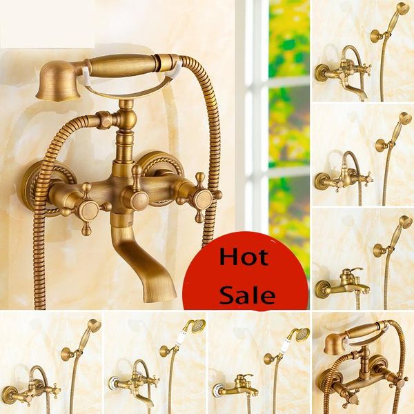 

different styles bathroom bathtub shower faucet wall mounted hand held antique brass head kit sets