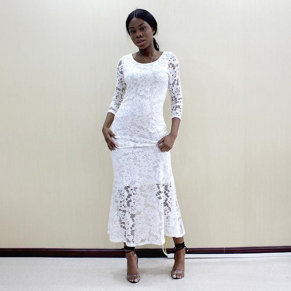 

ethnic clothing african classy lace lining inside the clothes long dress women hollow out dresses, Red