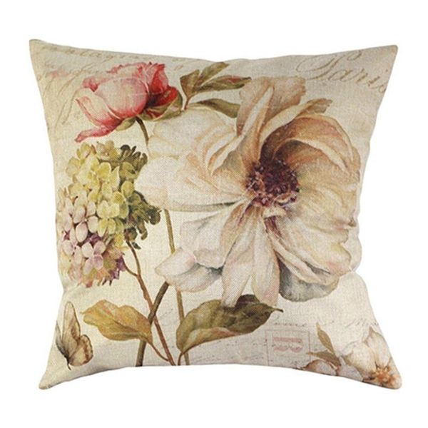 

pillow case vintage floral/flower flax decorative throw cushion cover home sofa