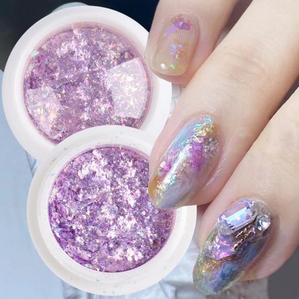 

box mermaid opal powder nail glitter aurora shimmer sequins mirror flakes manicure uv gel polish art decoration la18571, Silver;gold