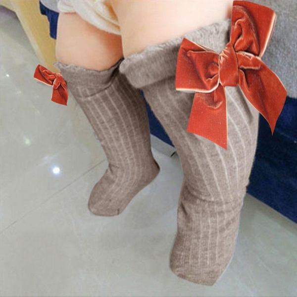 

socks bow summer spring mesh born baby girls kids for christmas winter non-slip terry cotton sokken princess knee high long, Pink;yellow