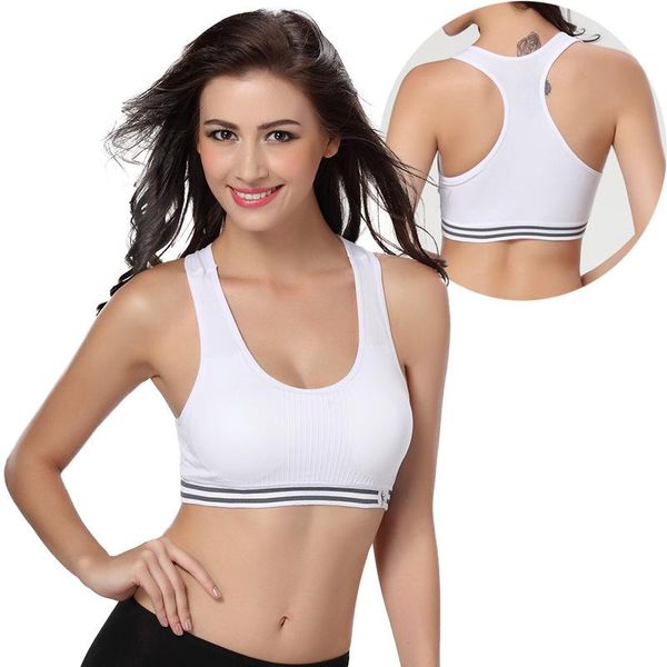 

quick drying seamless sports bra women absorb sweat yoga padded push up stretch vest running underwear gym clothing, White;black