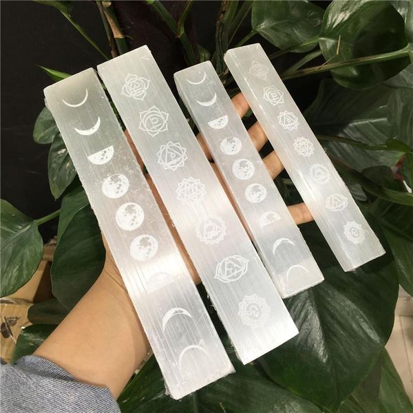 

decorative objects & figurines 7 chakra selenite slab point magic wand symbol mineral meditation specimen reiki healing stone