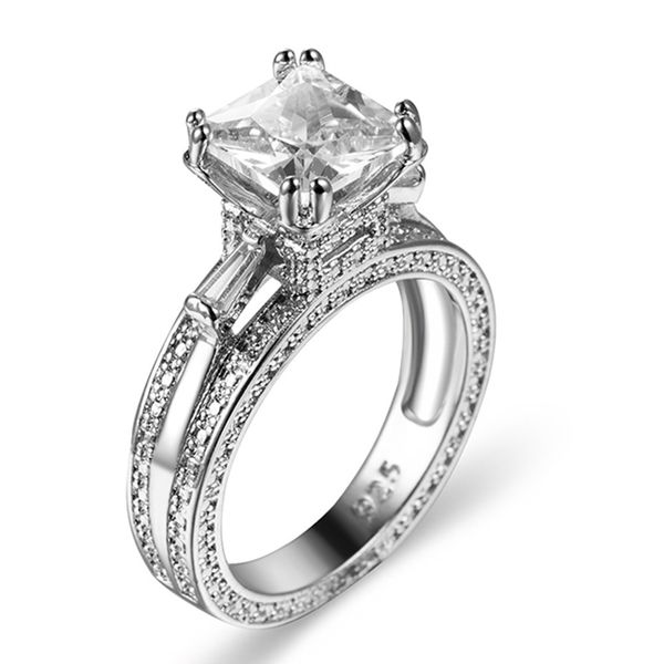 

ring zircon jewelry engraved 925 female creative hand, Slivery;golden