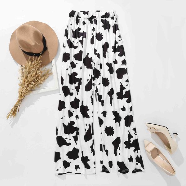 

women's plus size hy335042# cow print casual pants large wide leg