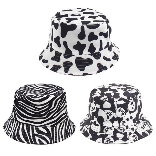 

wide brim hats fashion reversible bucket fisherman caps for women gorras summer beach sun printed panama hip hop hat, Blue;gray