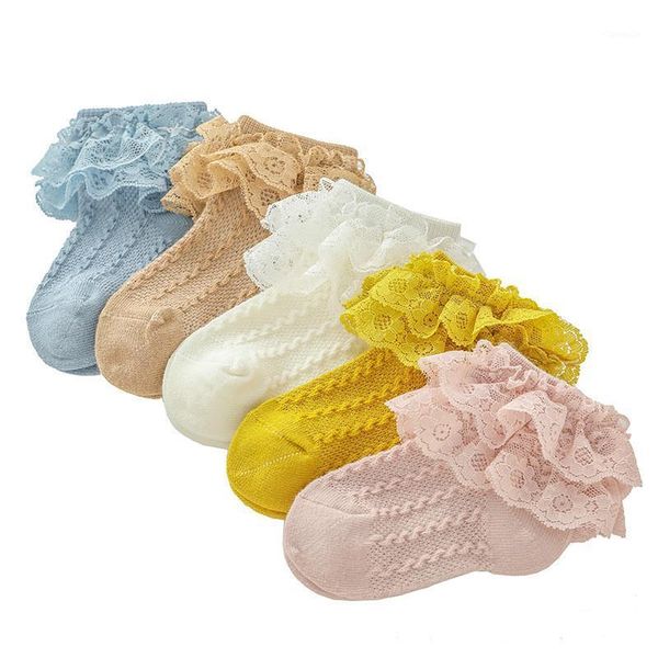 

socks born 0-2 years old girl lace princess cotton baby, Pink;yellow