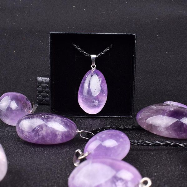 

pendant necklaces fashion random natural amethysts women purple crystal quartzs energy stone healing necklace gem meditation jewelry, Silver