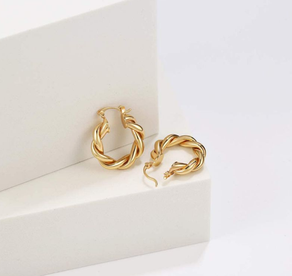 

hoop & huggie c-shaped circle earrings jewelry, Golden;silver