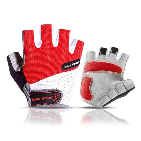 

bike gloves men and women non-slip half finger breathable cycling with adjustable strap, Black
