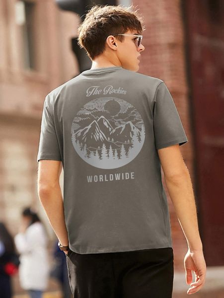 

men letter and scenery print tee h1fz#, White;black