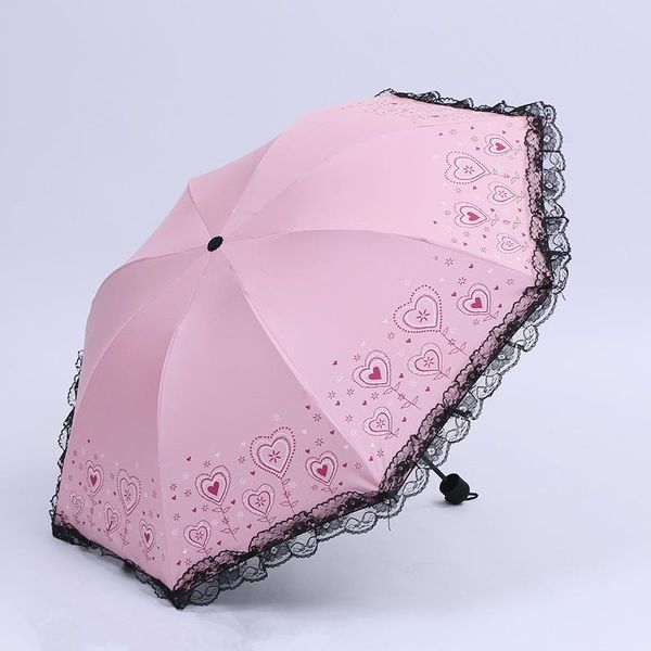 

umbrellas kocotree heart-shaped princess arched creative folding umbrella sun lace parasol rain women guarda chuva