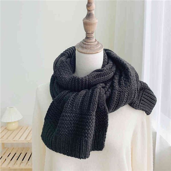 

scarf women autumn and winter all-match thickened bib knitted coarse wool gray22, Blue;gray