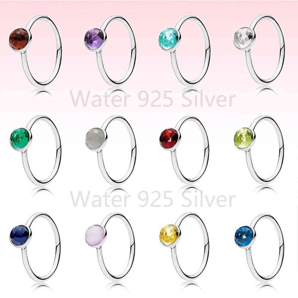 

2021 popular 100% 925 sterling silver jewelry commemorative colorful droplets ring for women delivery, Slivery;golden