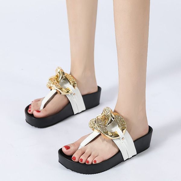 

metal buckle slipper women shoes 2021 new pu leather casual outdoors fashion classic comfortable summer round toe concise mixed colors hm203, Black
