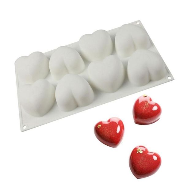 

baking & pastry tools 8 hearts white mousse cake mold valentine's day chocolate tool dessert silicone decorating jelly fre c9y1