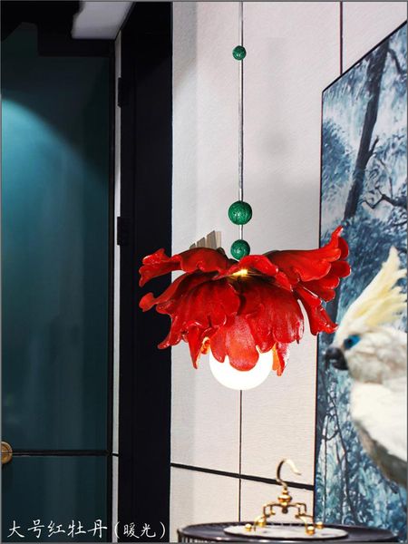 

pendant lamps classic bedside lights bedroom restaurant art red flower decor hanging bathroom corridor cloakroom