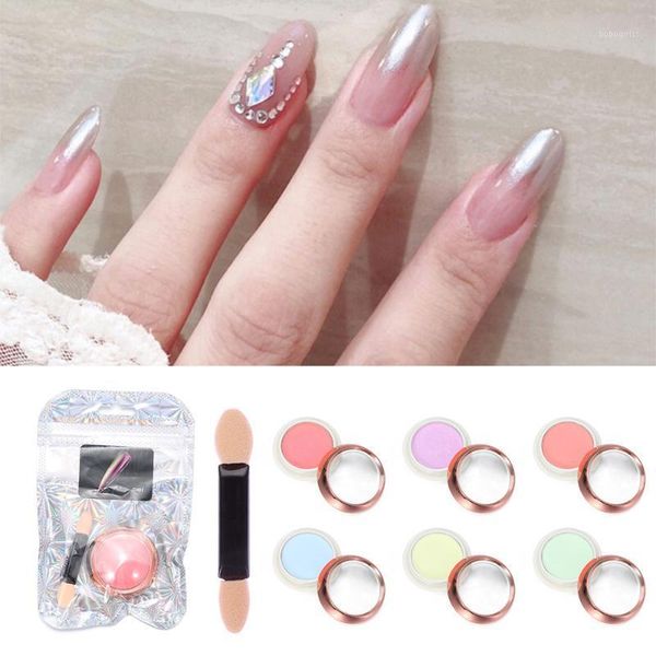 

women beauty diy powder fairy aurora solid nail manicure mirrior art1, Silver;gold