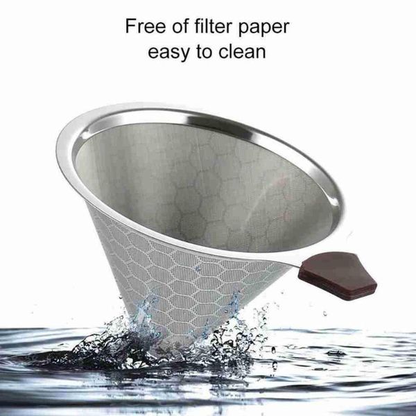 

coffee filters steel filter reusable double layer funnel dripper cup durable brew tools