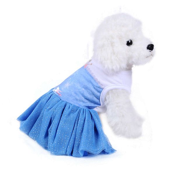 

summer pet dress cartoon breathable comfortable dog thin blue mesh skirt