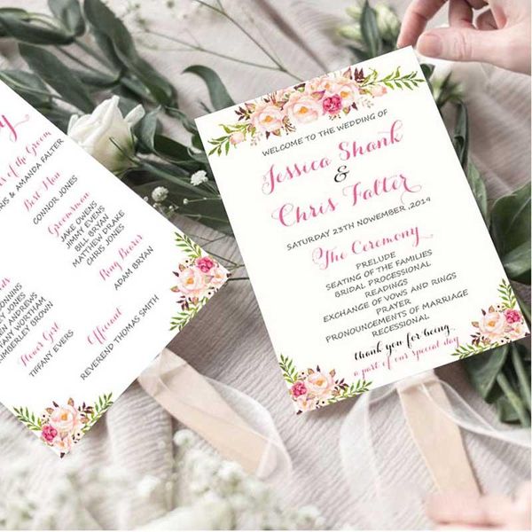 

other event & party supplies 30pcs custom logo wedding fan business engagement birthday and hundred days banquet program schedule design