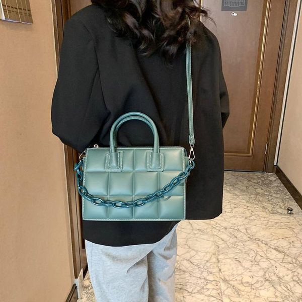 

evening bags vintage checker pattern crossbody shoulder bag pu leather solid color handbags elegant ladies handbag