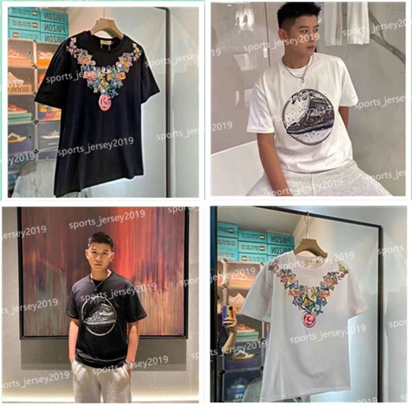 

designer clothes on cotton men's t-shirts casual crew neck couple polo shirt summer simple loose short sleeve top, White;black