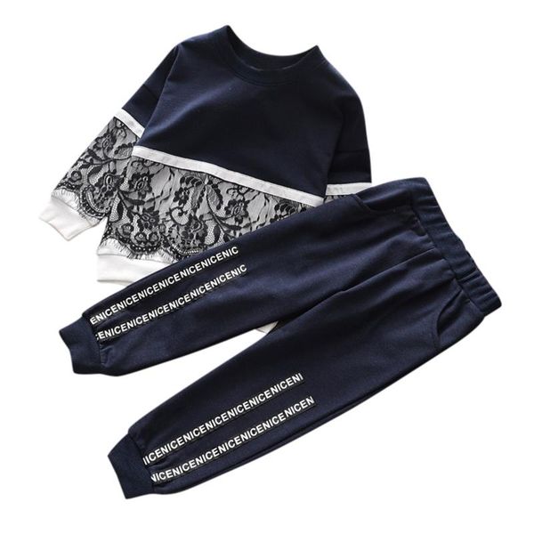 

clothing sets girls little kids 2pcs clothes set lace sweatshirt long pants leggings tracksuit outfits ropa niÃ±a, White