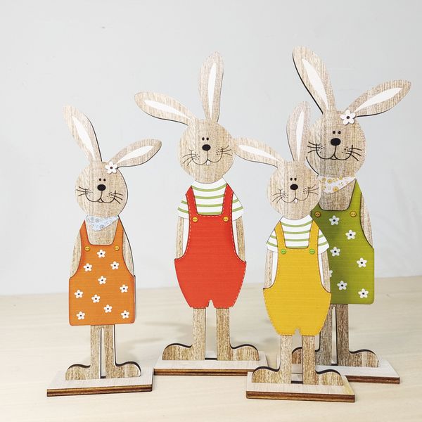 

2pcs /set new wood rabbit easter party decoration wooden ornament nordic style home dec